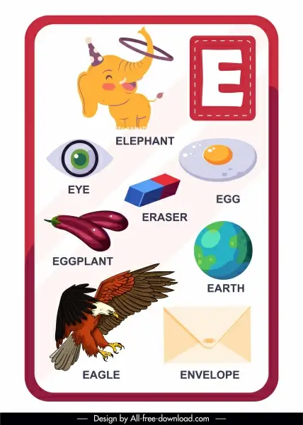 e alphabet educational background bright modern colorful design