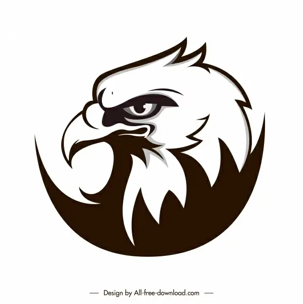 eagle head icon black white flat handdrawn sketch