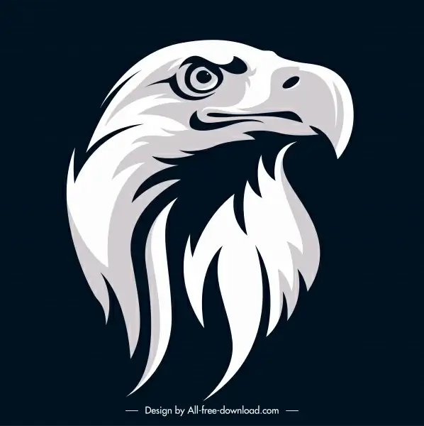 eagle head icon contrasted design black white handdrawn
