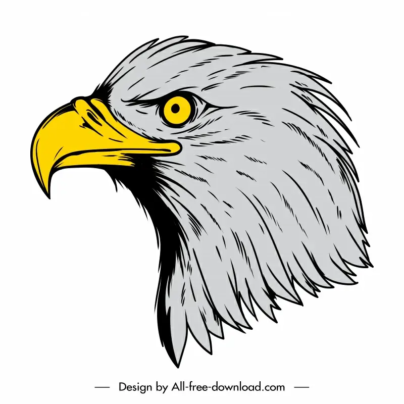 eagle head icon flat handdrawn classic outline