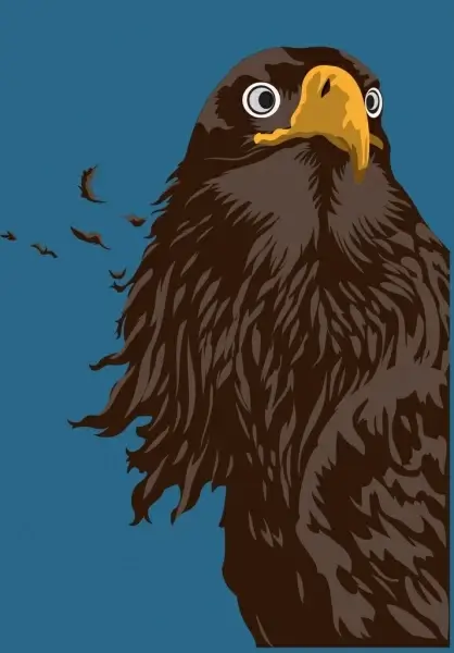 eagle icon colored cartoon design blown feather decoration