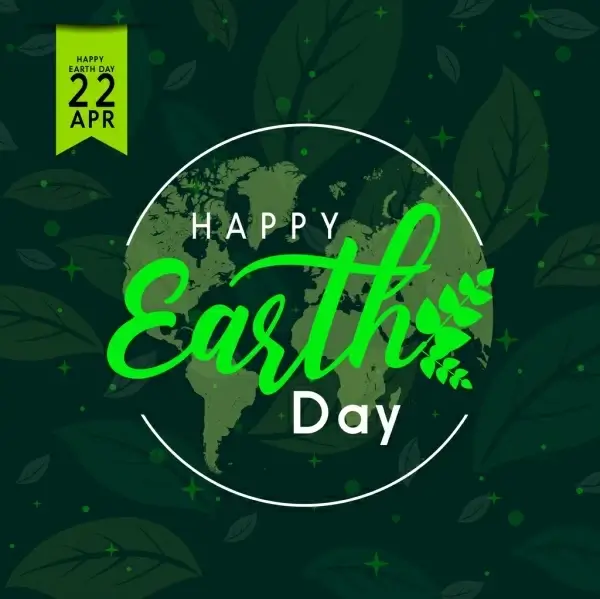 earth day poster green leaves background calligraphy decor 