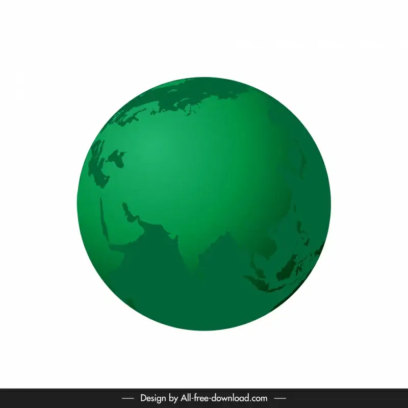 earth icon green monochrome 3d sketch