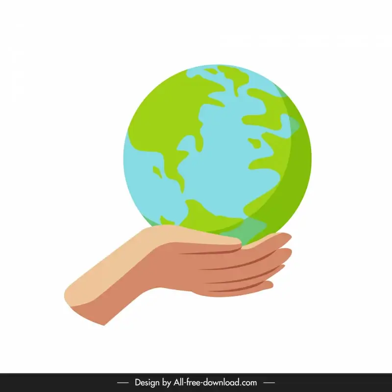 earth protection design element hand holding globe sketch