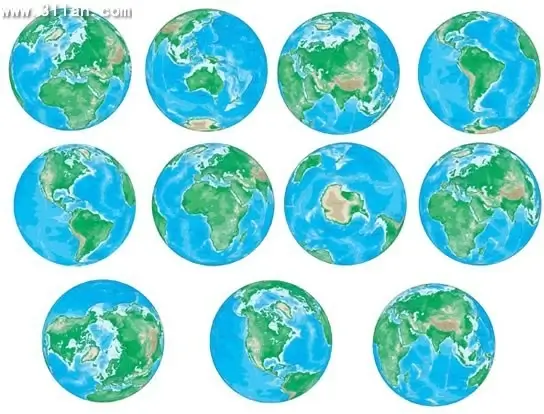 globe icons watercolor decor round isolation