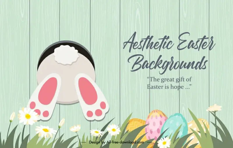 easter background aesthetic template cute rabbit eggs flowers