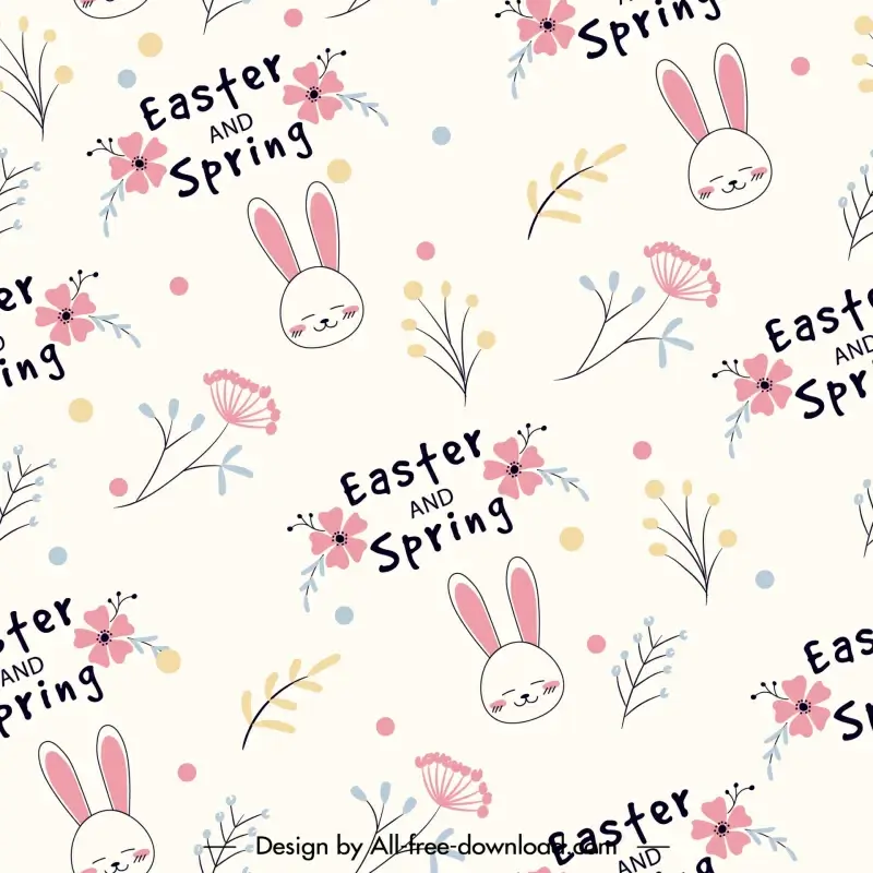 easter background preppy template cute bunnies flowers