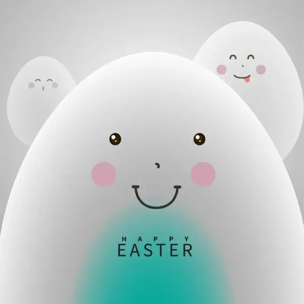 easter background white eggs icons cute stylized cartoon
