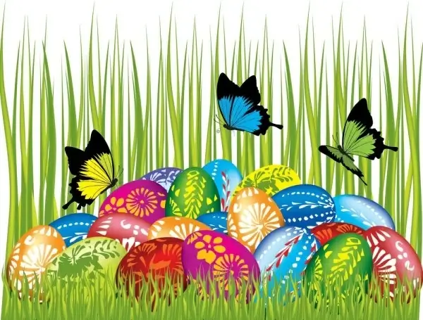 easter cards and decorations butterfly eggs 04 vector