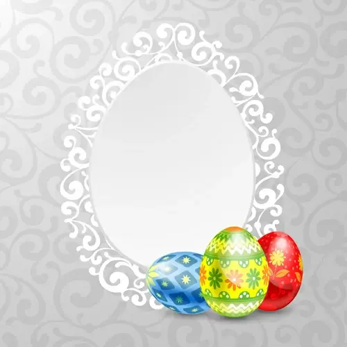 easter egg and lace frame vector