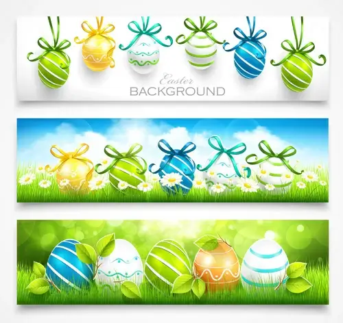 easter egg ornaments banners vector