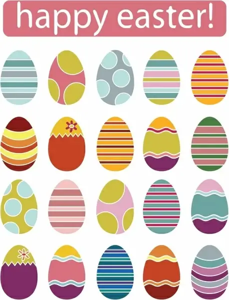 easter banner colorful decorated eggs flat design