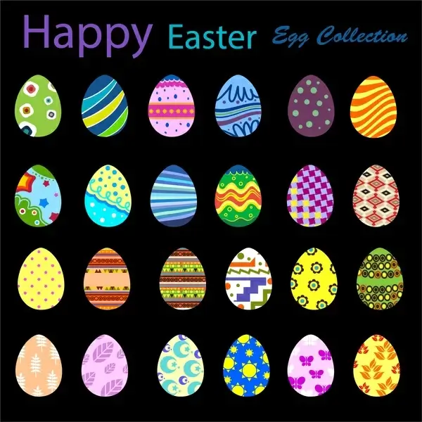 easter eggs collection design with various colors