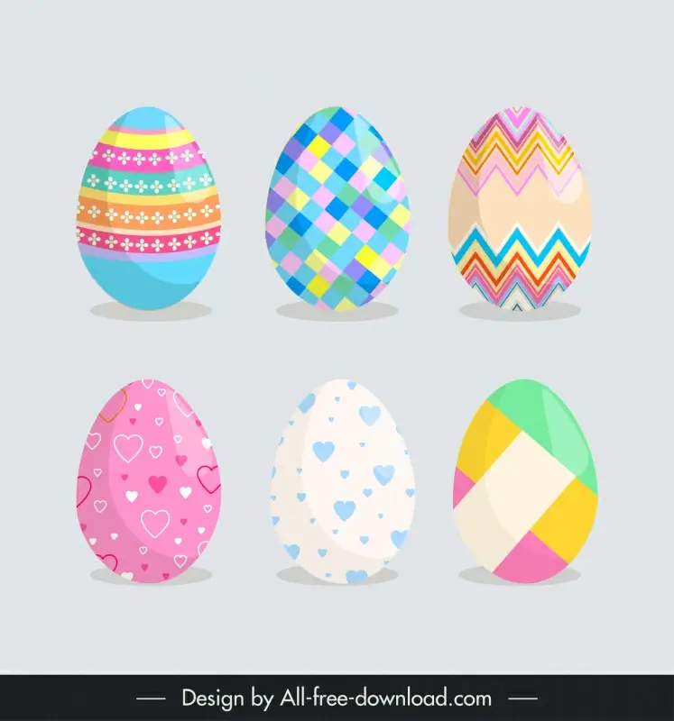  easter eggs icons sets collection elegant colorful modern geometry hearts decor