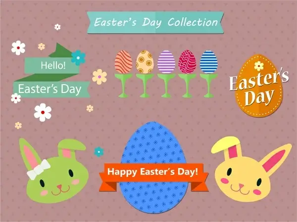 easters icons collection illustration with various shapes