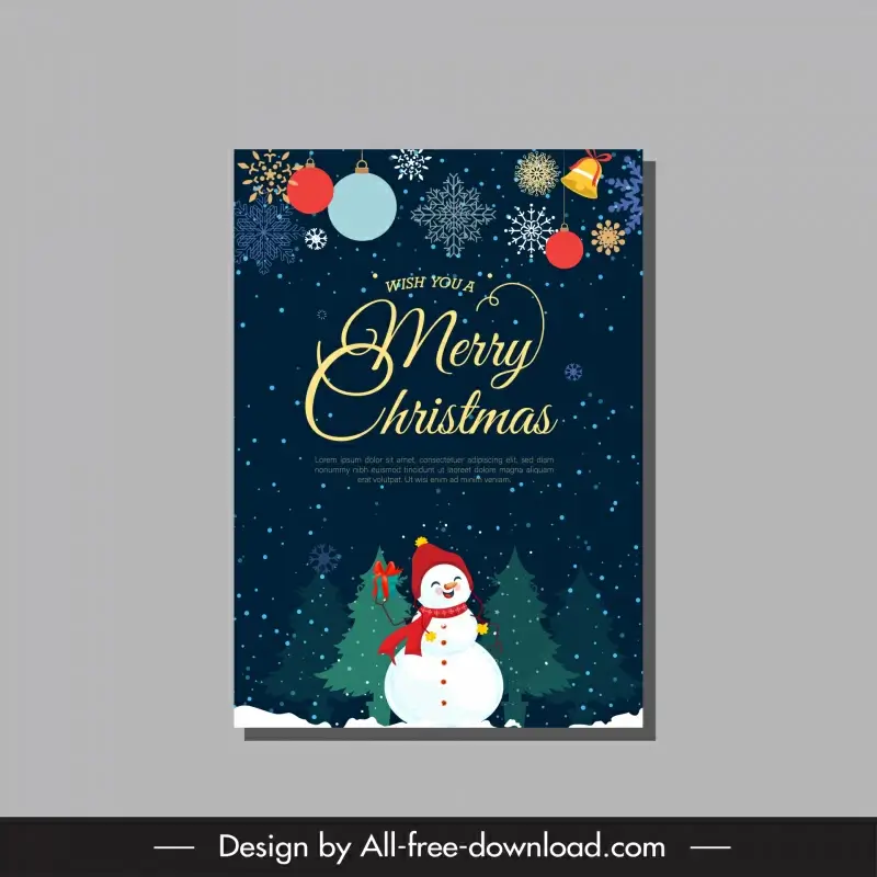 ebook cover page christmas template cute snowman winter falling snow sketch