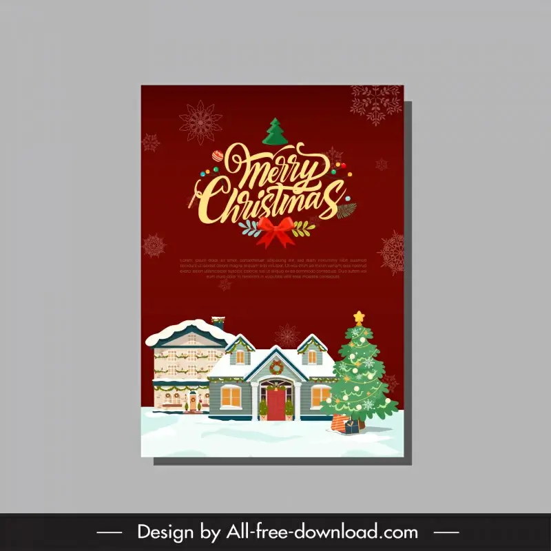 ebook cover page christmas template flat elegant classical winter scene design 