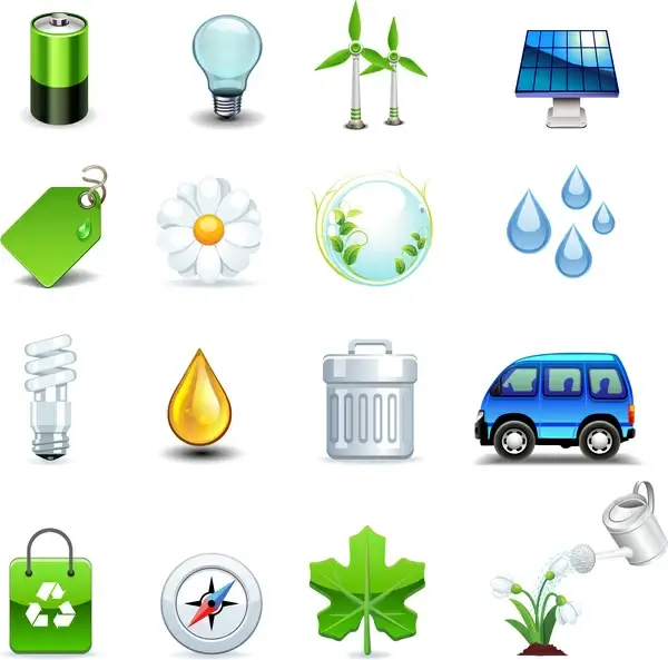 eco energy icons set