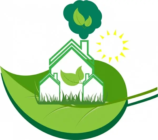 eco home banner green leaf and white house