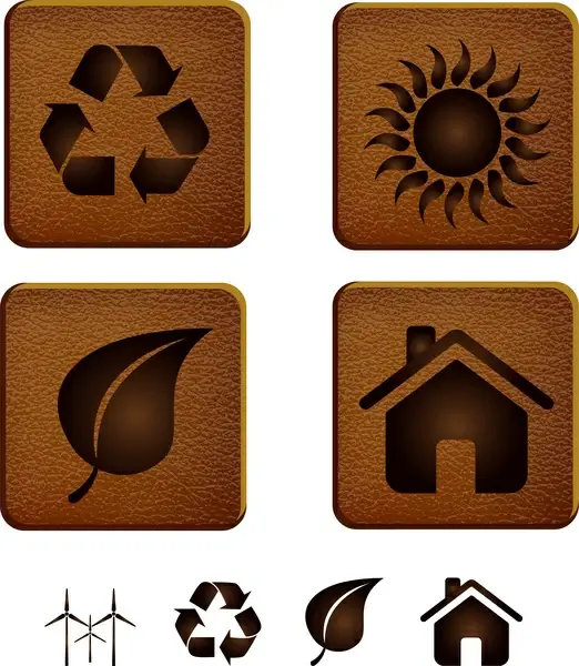 eco icon on leather background