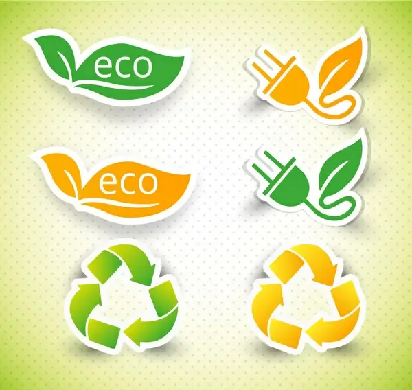 eco icons collection with various shapes