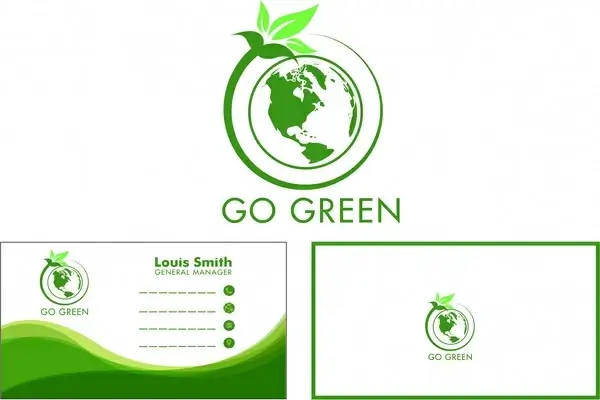 eco name card design green globe leaf style