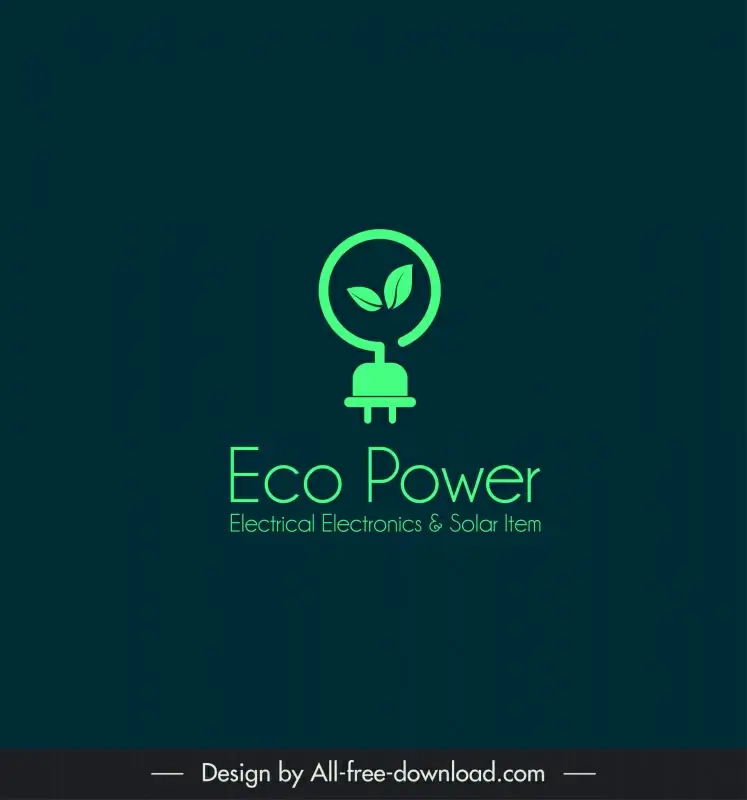 eco power logo template plug electrical line leaf sketch flat contrast design