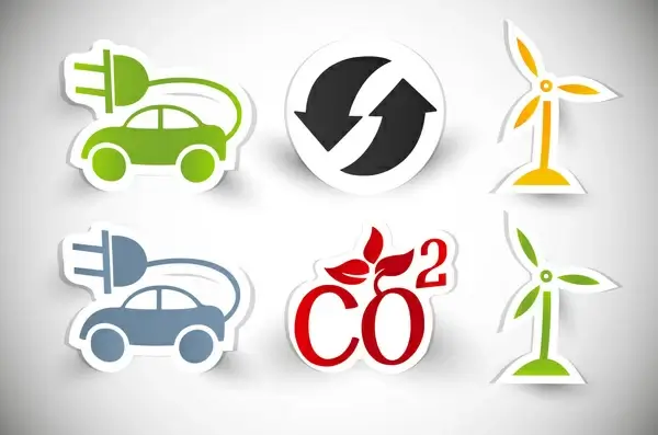 eco saving icons design with sticker style