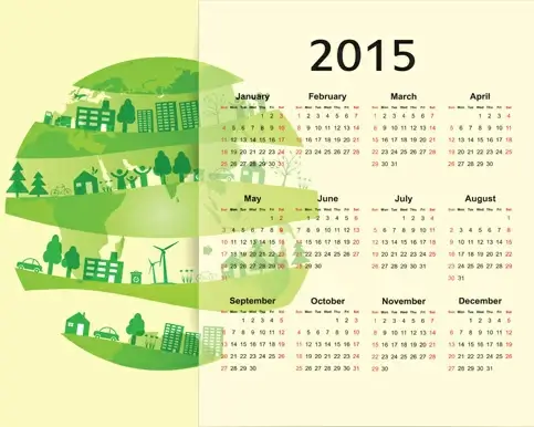 eco style15 calendar vector