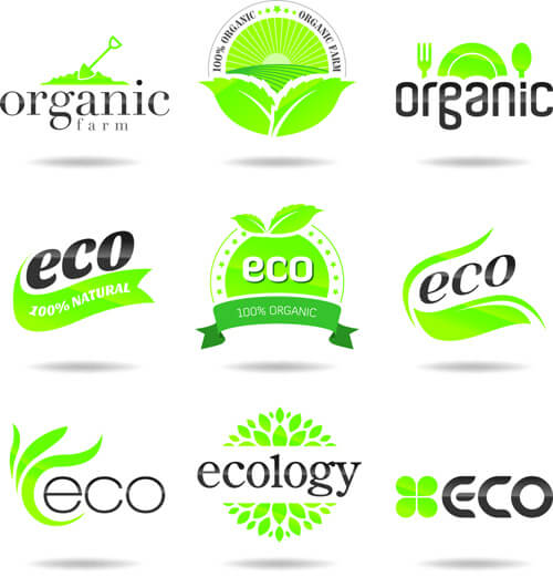 eco with natural logos and labels vector