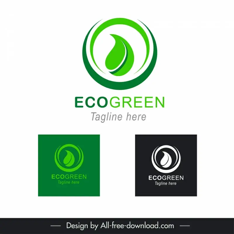 ecogreen logo template isolated circle leaf 