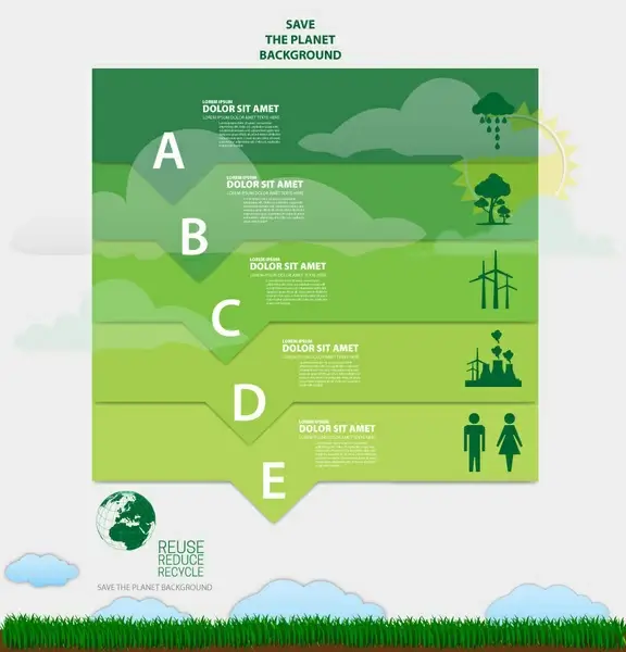 ecology banner design with vignette infographic style