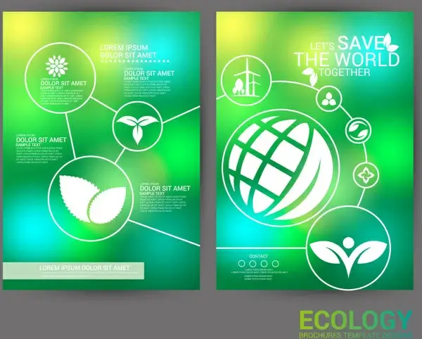 ecology brochure design with green bokeh background