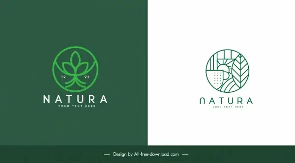 ecology logo templates flat design green nature elements
