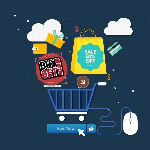 ecommerce background shopping computing elements icons
