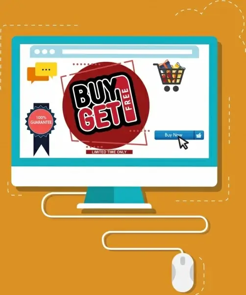 ecommerce banner computer mouse icons decor