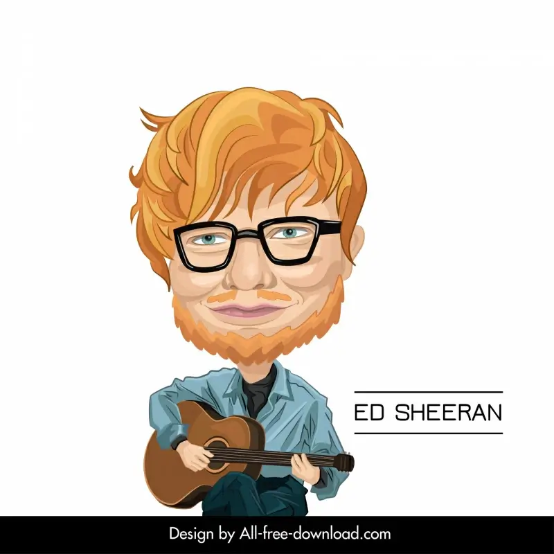 ed sheeran singer icon comic cartoon character sketch