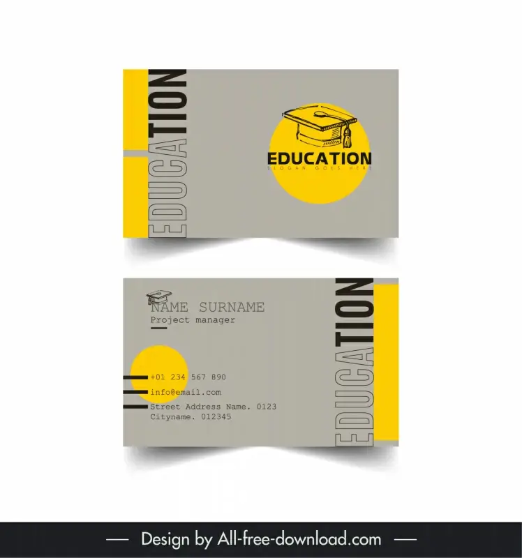 education business card template elegant hat texts