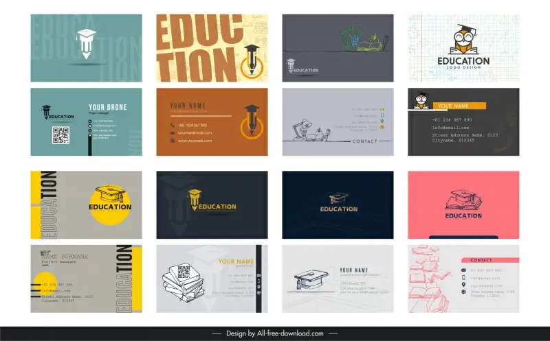 education business card templates collection classic design