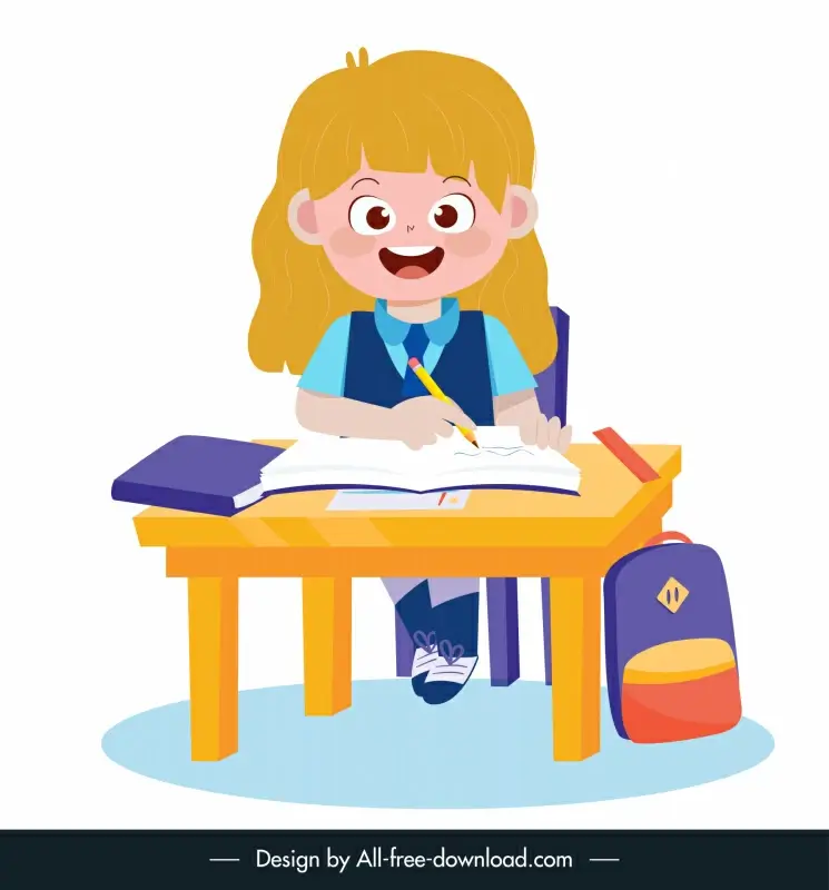 Education icon studying girl sketch cartoon design Vectors graphic art  designs in editable .ai .eps .svg .cdr format free and easy download  unlimit id:6924641
