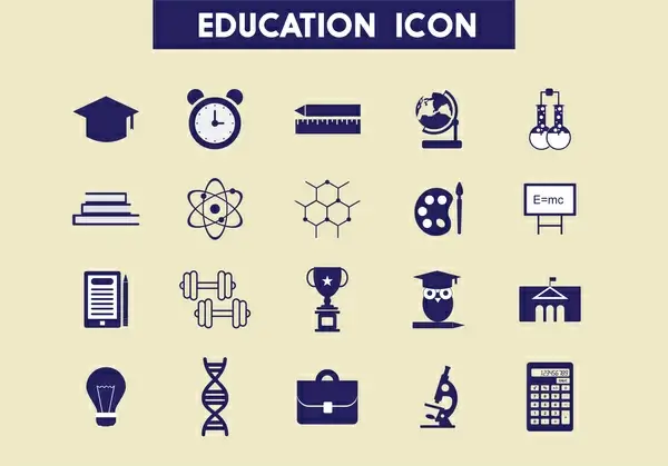 education icons set illustration with colored flat style