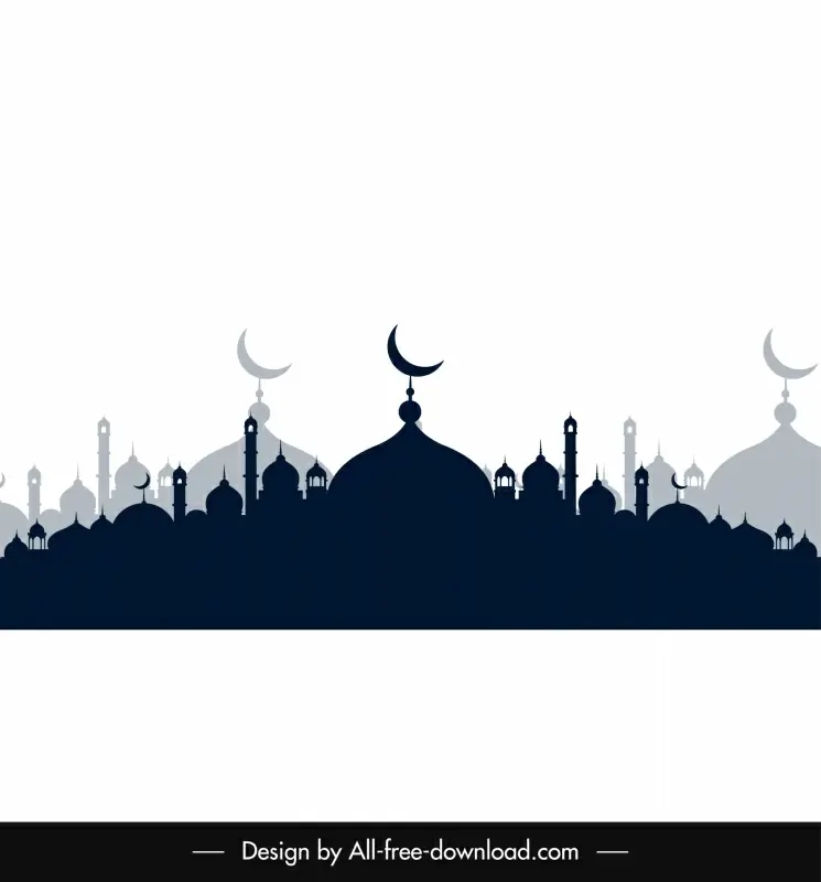 eid mubarak islamic mosque  architecture backdrop silhouette flat blurred design