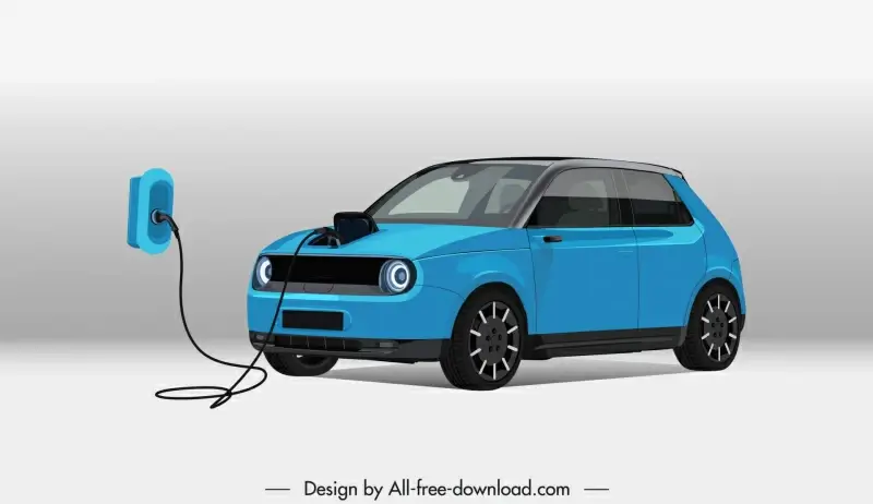 electric car design elements modern 3d