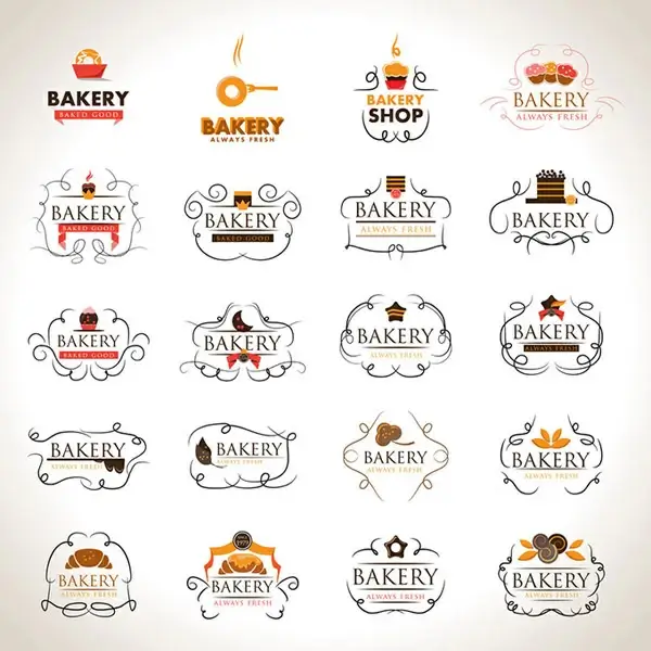 elegant bakery labels design elements vector