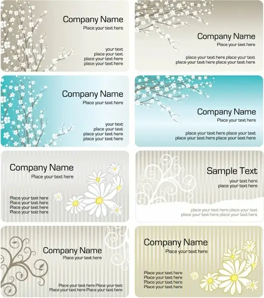 business card templates spring florals decor bright classic