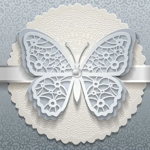 elegant butterflies vintage card vector