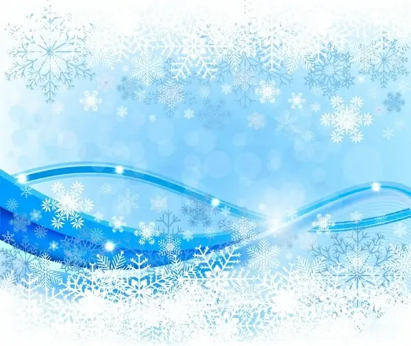 christmas background bright blue white snowflakes curves decor
