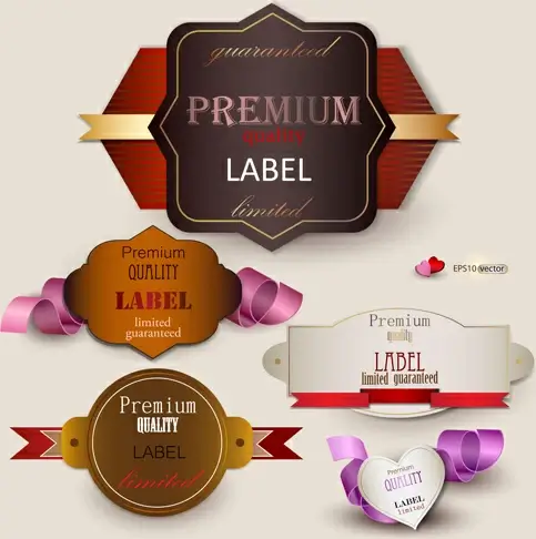 elegant colored quality labels vector 
