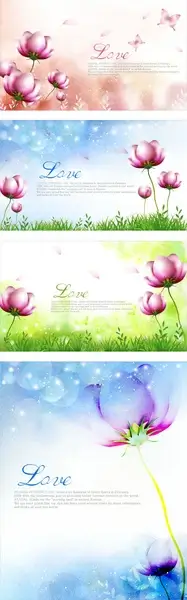 elegant dream flowers background vector