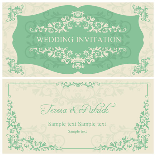 elegant floral decorative wedding invitation vector cards